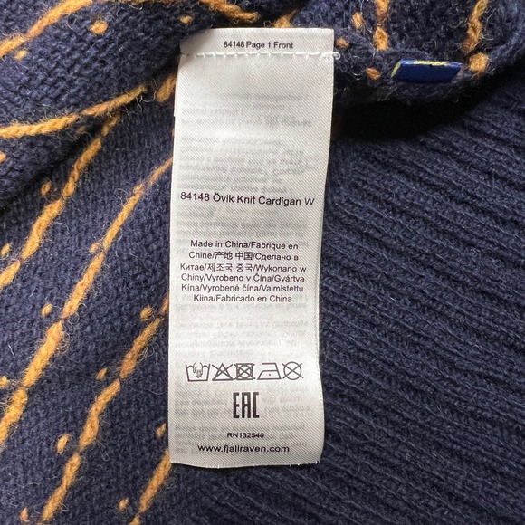 NWT Fjallraven Ovik Knit Cardigan Women's Small Navy Wool Nordic Sweater F89941 - Picture 10 of 16